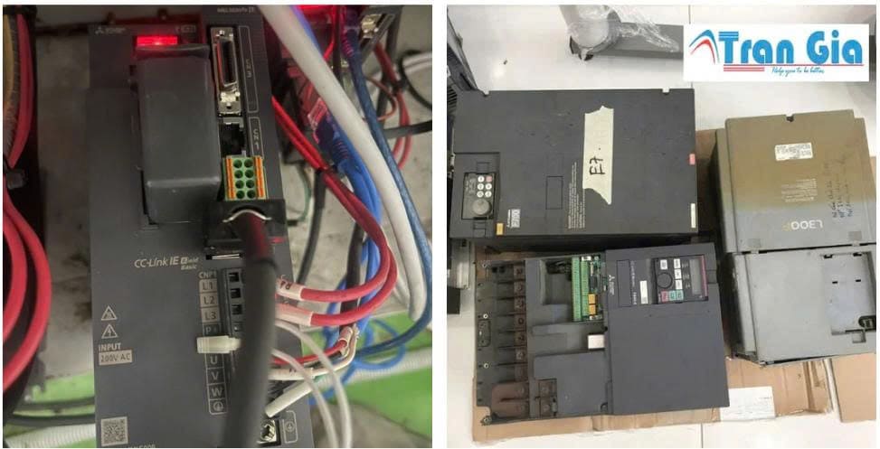 Hình ảnh sửa biến tần đang trong quá trình sửa chữa tại Trần Gia Automation