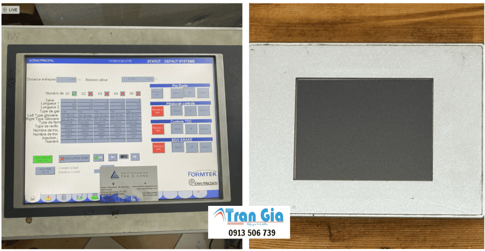 Hình ảnh sửa màn hình HMI đang trong quá trình sửa chữa tại Trần Gia Automation