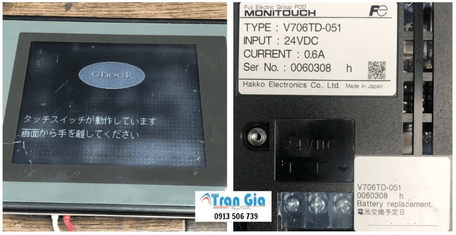 Hình ảnh sửa màn hình HMI đang trong quá trình sửa chữa tại Trần Gia Automation