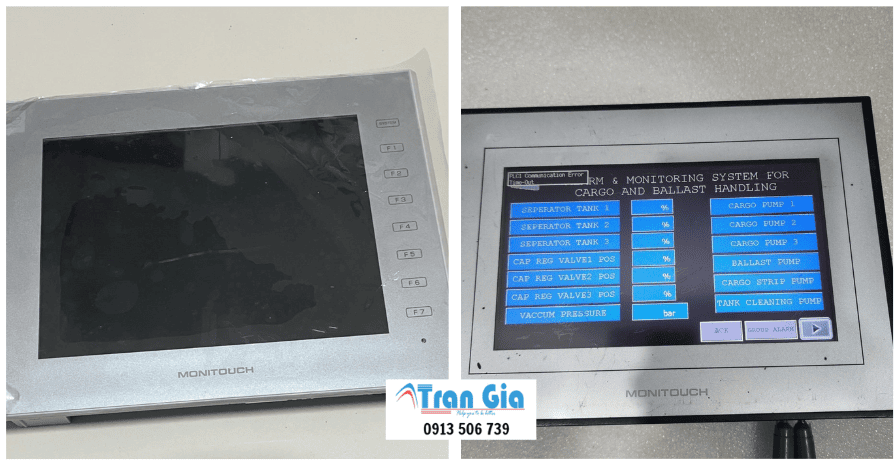 Hình ảnh sửa màn hình HMI đang trong quá trình sửa chữa tại Trần Gia Automation