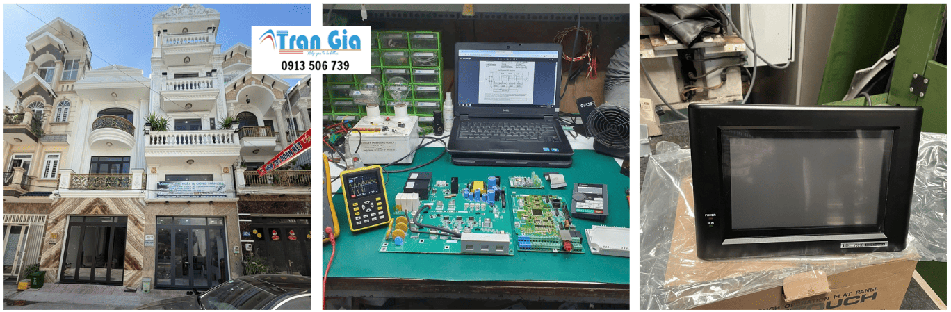 Hình ảnh sửa màn hình HMI đang trong quá trình sửa chữa tại Trần Gia Automation