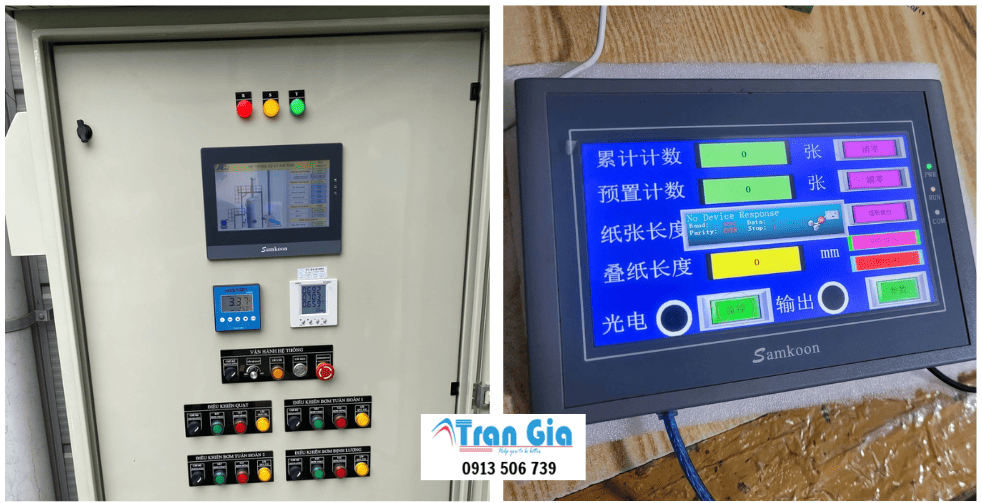 Hình ảnh sửa màn hình HMI đang trong quá trình sửa chữa tại Trần Gia Automation