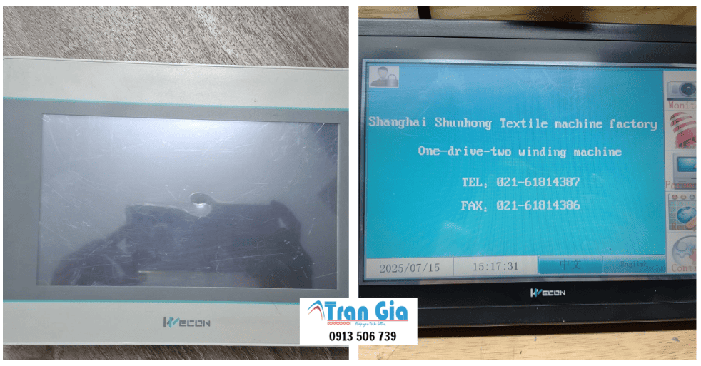 Hình ảnh sửa màn hình HMI đang trong quá trình sửa chữa tại Trần Gia Automation
