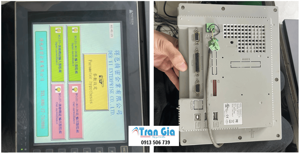Hình ảnh sửa màn hình HMI đang trong quá trình sửa chữa tại Trần Gia Automation