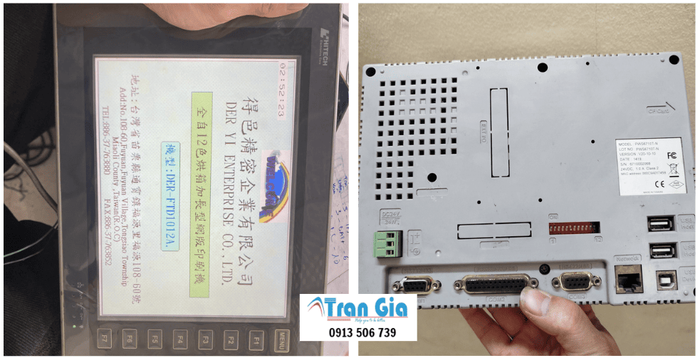 Hình ảnh sửa màn hình HMI đang trong quá trình sửa chữa tại Trần Gia Automation