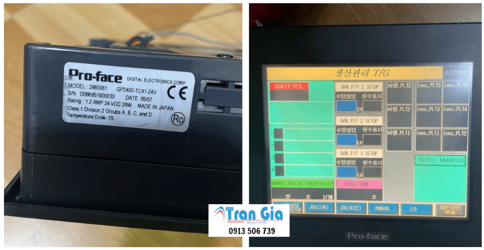 Hình ảnh sửa màn hình HMI đang trong quá trình sửa chữa tại Trần Gia Automation