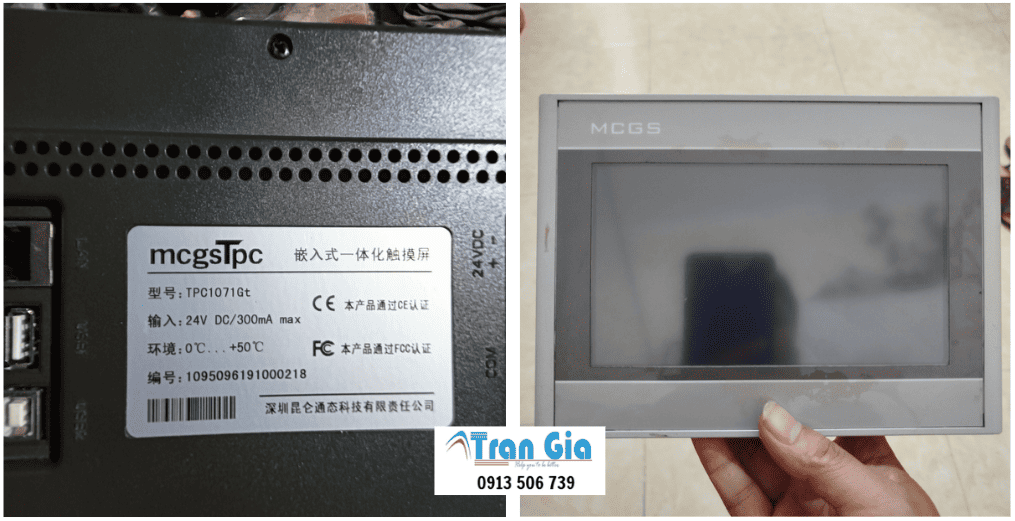 Hình ảnh sửa màn hình HMI đang trong quá trình sửa chữa tại Trần Gia Automation