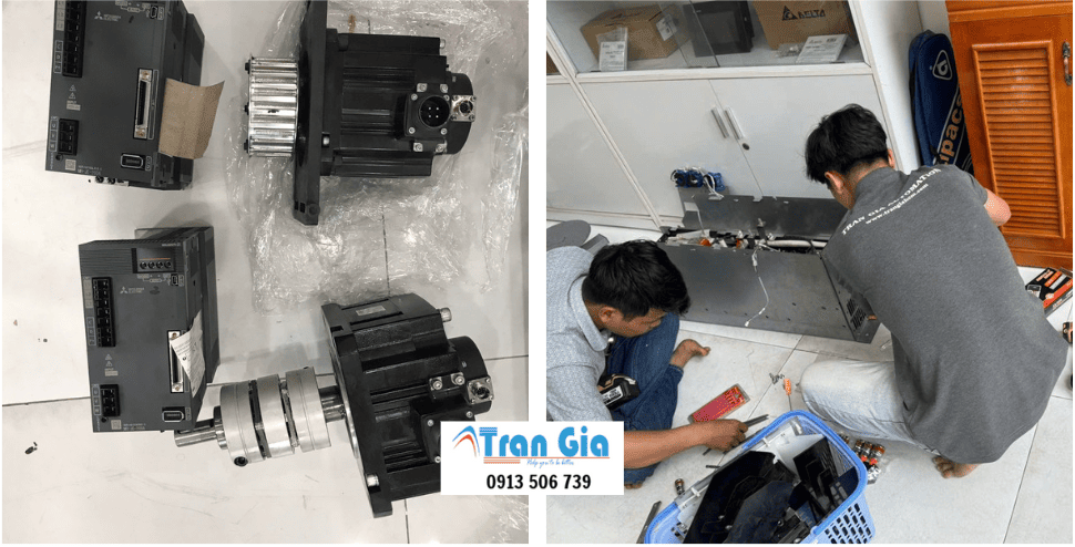 Hình ảnh sửa servo đang trong quá trình sửa chữa tại Trần Gia Automation