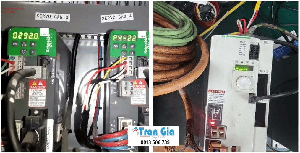 Hình ảnh sửa servo đang trong quá trình sửa chữa tại Trần Gia Automation