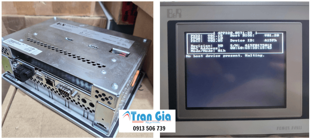 Hình ảnh sửa màn hình HMI đang trong quá trình sửa chữa tại Trần Gia Automation