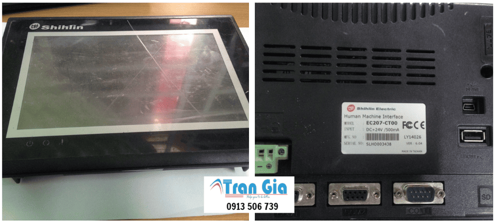 Hình ảnh sửa màn hình HMI đang trong quá trình sửa chữa tại Trần Gia Automation