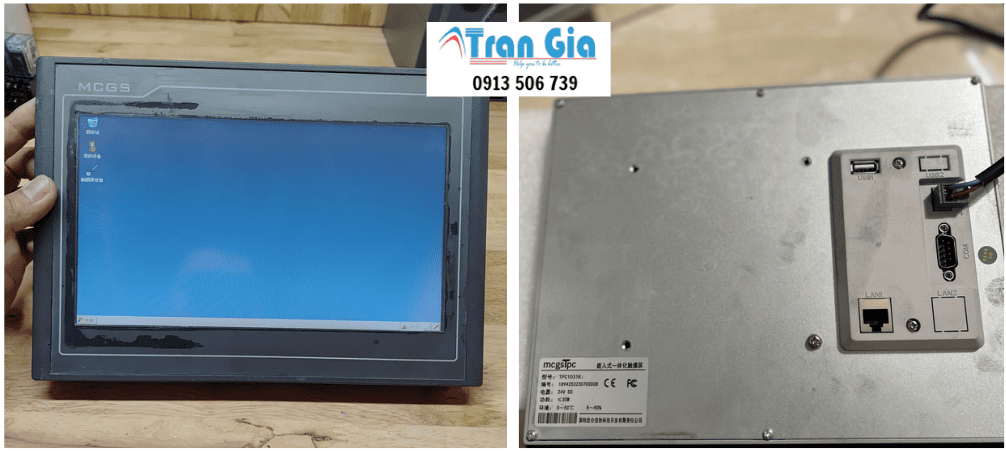 Hình ảnh sửa màn hình HMI đang trong quá trình sửa chữa tại Trần Gia Automation