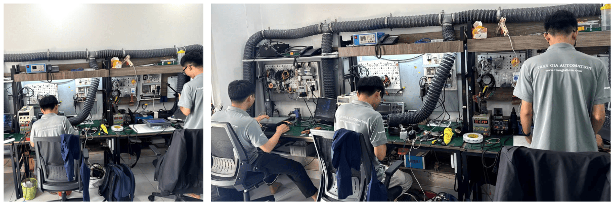 Hình ảnh sửa servo đang trong quá trình sửa chữa tại Trần Gia Automation