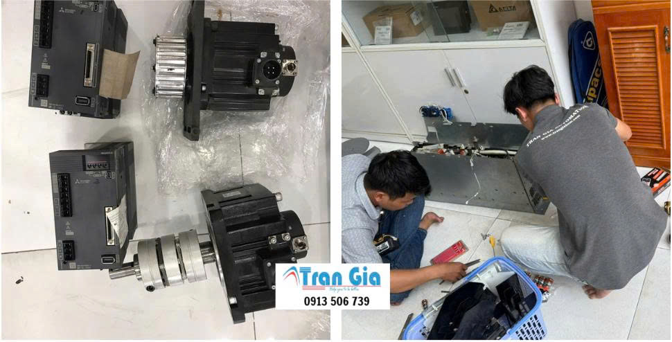 Hình ảnh servo đang trong quá trình được sửa chữa tại TRAN GIA Automation
