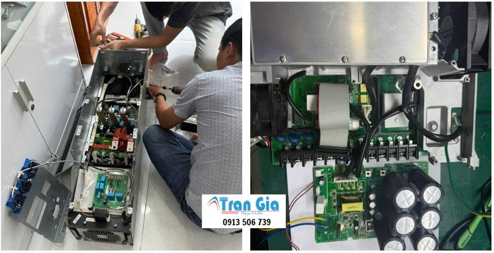 Hình ảnh servo đang trong quá trình được sửa chữa tại TRAN GIA Automation